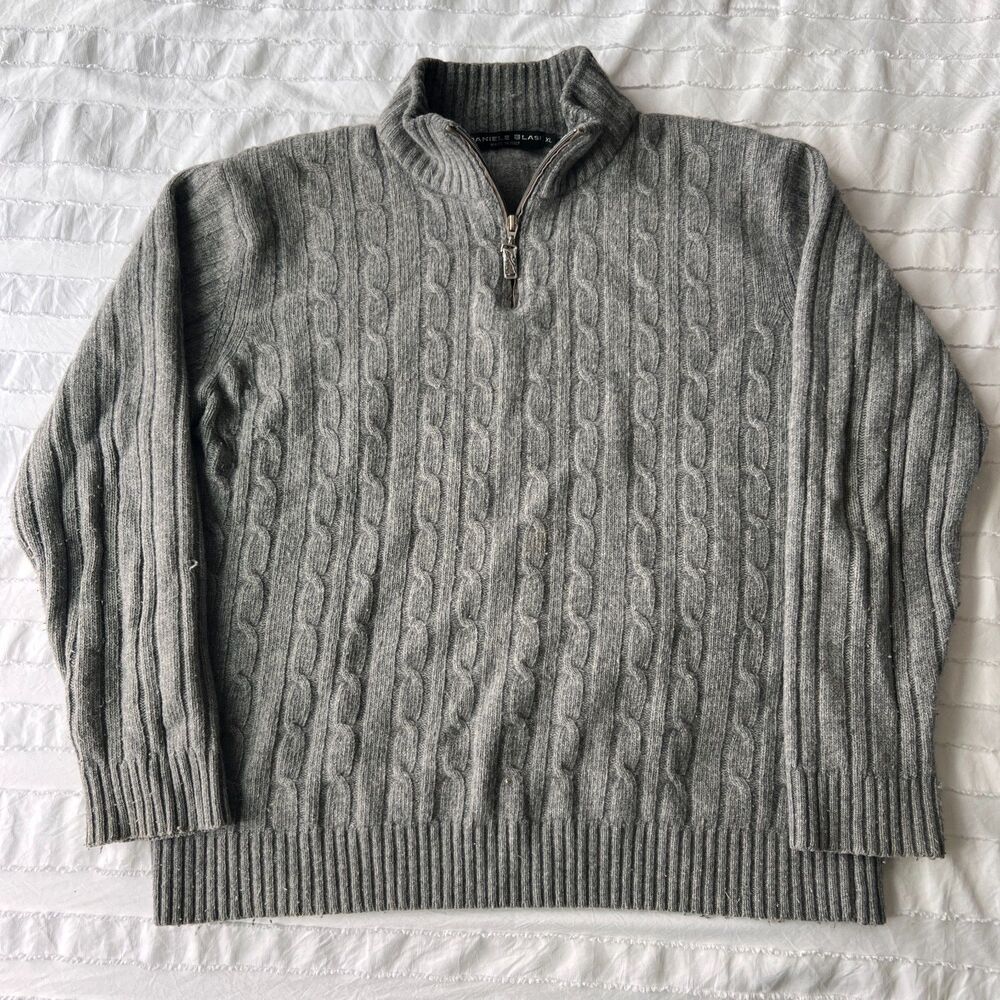 Daniele Blasi Wool Sweater Mens  XL Made In Italy Gray  1/4 Zip